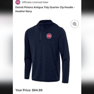 Detroit Pistons Antigua Tidy Quarter-Zip Hoodie - Heather Navy